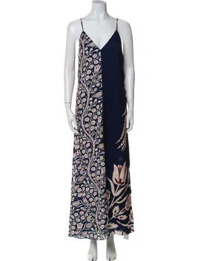 Pre-owned Ted Baker Printed Long Dress W/ Tags In Blue