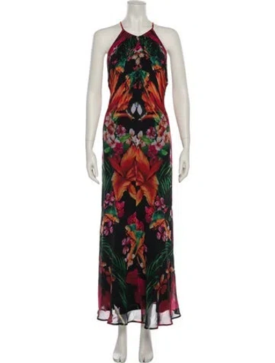 Pre-owned Ted Baker Printed Long Dress W/ Tags In Multi