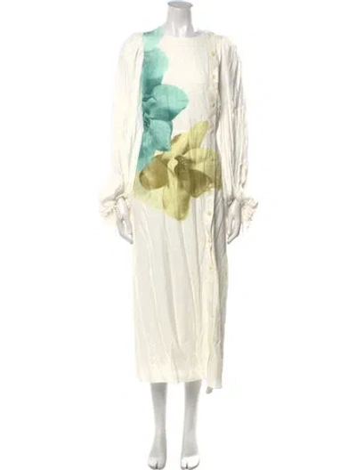 Pre-owned Ted Baker Printed Long Dress W/ Tags In Neutral