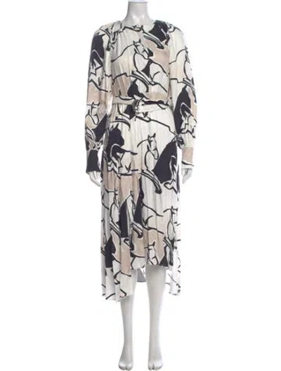 Pre-owned Ted Baker Printed Long Dress W/ Tags In Neutral