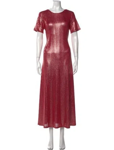 Pre-owned Ted Baker Printed Long Dress W/ Tags In Red