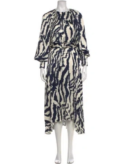 Pre-owned Ted Baker Printed Long Dress In White
