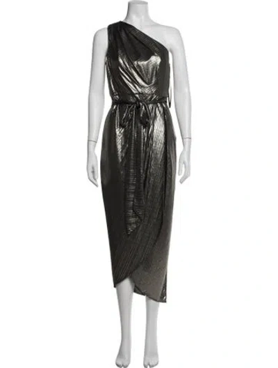 Pre-owned Ted Baker Printed Midi Length Dress In Black