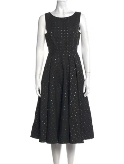 Pre-owned Ted Baker Printed Midi Length Dress In Black/metallic