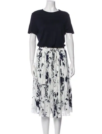 Pre-owned Ted Baker Printed Midi Length Dress In Blue