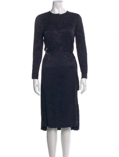 Pre-owned Ted Baker Printed Midi Length Dress In Blue
