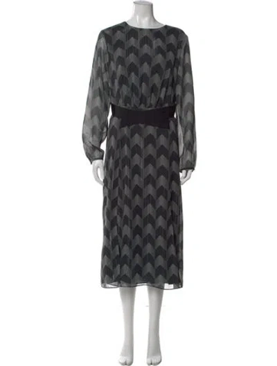 Pre-owned Ted Baker Printed Midi Length Dress In Blue