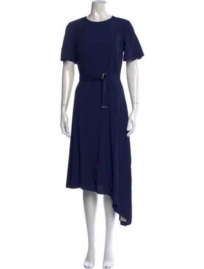 Pre-owned Ted Baker Printed Midi Length Dress In Blue