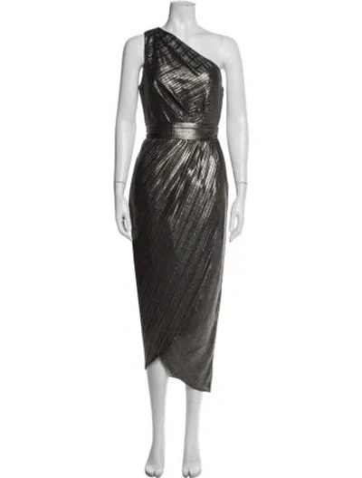 Pre-owned Ted Baker Printed Midi Length Dress In Gold/metallic