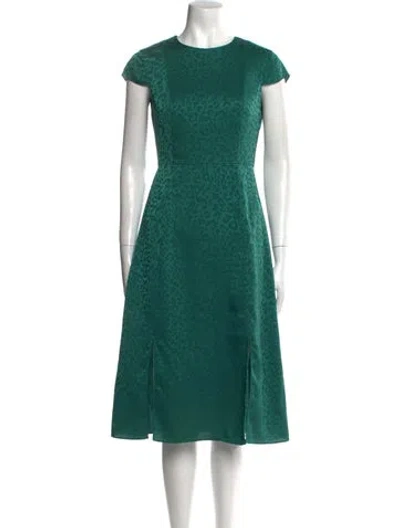 Pre-owned Ted Baker Printed Midi Length Dress In Green