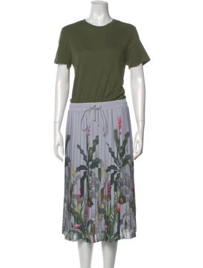 Pre-owned Ted Baker Printed Midi Length Dress In Green