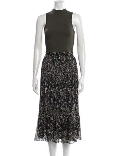 Pre-owned Ted Baker Printed Midi Length Dress In Green