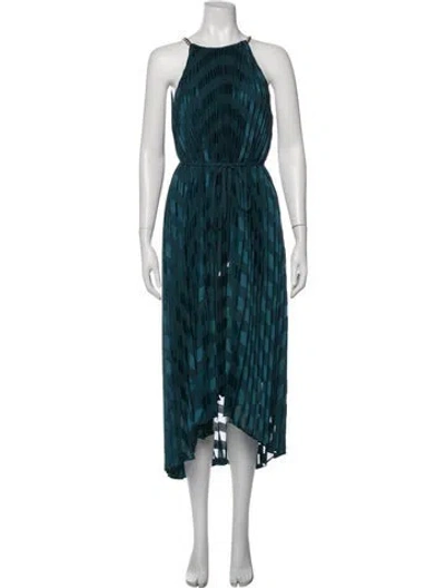 Pre-owned Ted Baker Printed Midi Length Dress In Green