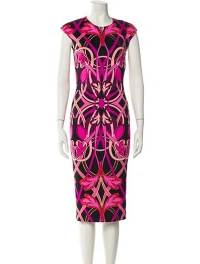 Pre-owned Ted Baker Printed Midi Length Dress In Multi