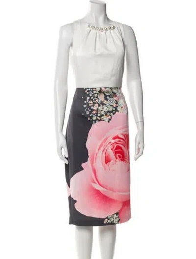 Pre-owned Ted Baker Printed Midi Length Dress In Multi