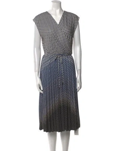 Pre-owned Ted Baker Printed Midi Length Dress In Neutral