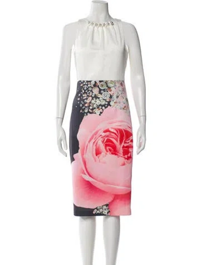 Pre-owned Ted Baker Printed Midi Length Dress In Neutral
