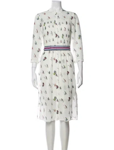 Pre-owned Ted Baker Printed Midi Length Dress In Neutral