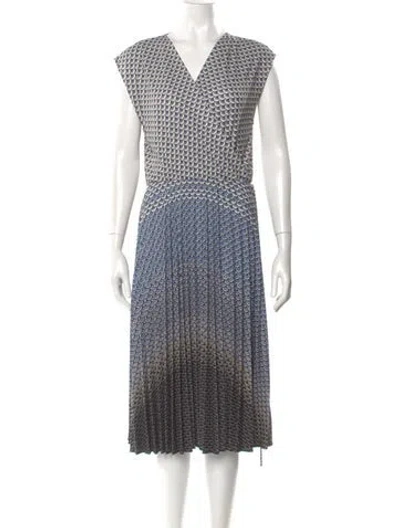 Pre-owned Ted Baker Printed Midi Length Dress In Neutral
