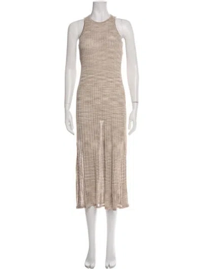 Pre-owned Ted Baker Printed Midi Length Dress In Neutral