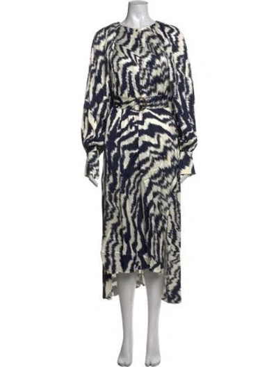 Pre-owned Ted Baker Printed Midi Length Dress In Neutrals