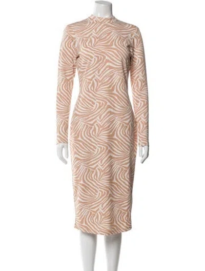 Pre-owned Ted Baker Printed Midi Length Dress In Pink