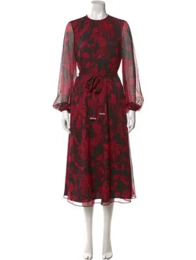 Pre-owned Ted Baker Printed Midi Length Dress In Red