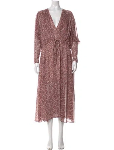 Pre-owned Ted Baker Printed Midi Length Dress In Red