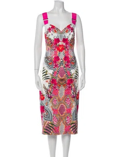 Pre-owned Ted Baker Printed Midi Length Dress W/ Tags In Pink