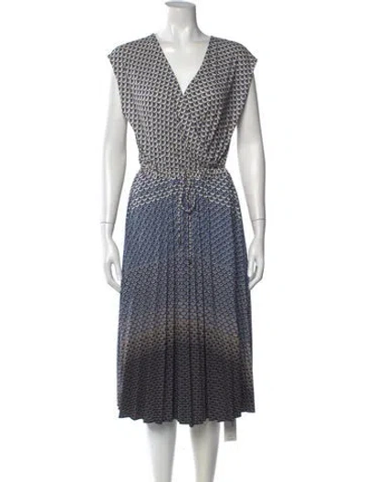 Pre-owned Ted Baker Printed Midi Length Dress In White