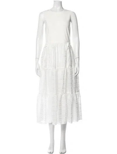 Pre-owned Ted Baker Printed Midi Length Dress In White