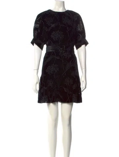 Pre-owned Ted Baker Printed Mini Dress In Black