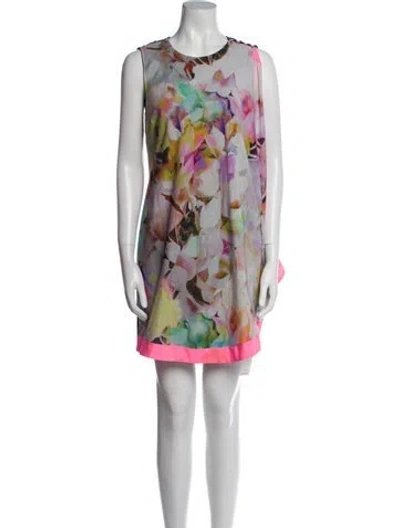 Pre-owned Ted Baker Printed Mini Dress In Black