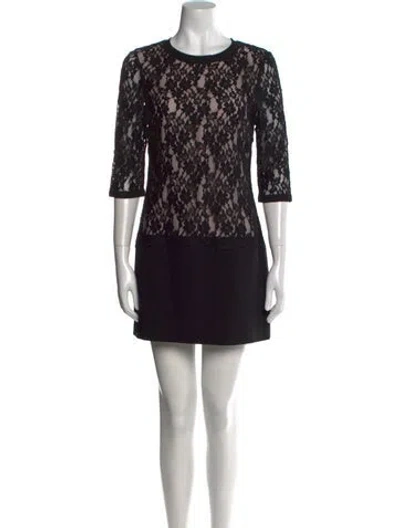 Pre-owned Ted Baker Printed Mini Dress In Black