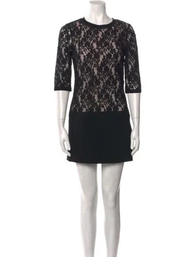 Pre-owned Ted Baker Printed Mini Dress In Black