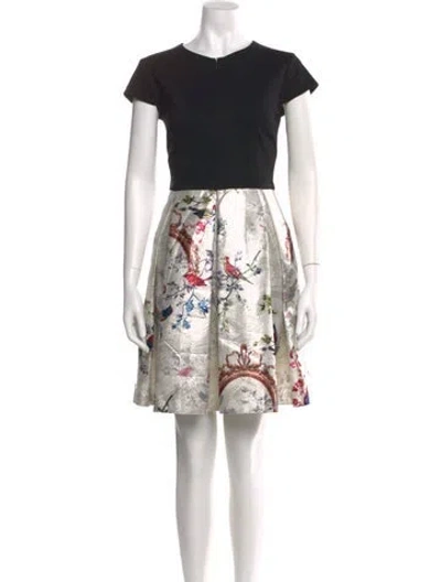 Pre-owned Ted Baker Printed Mini Dress In Black