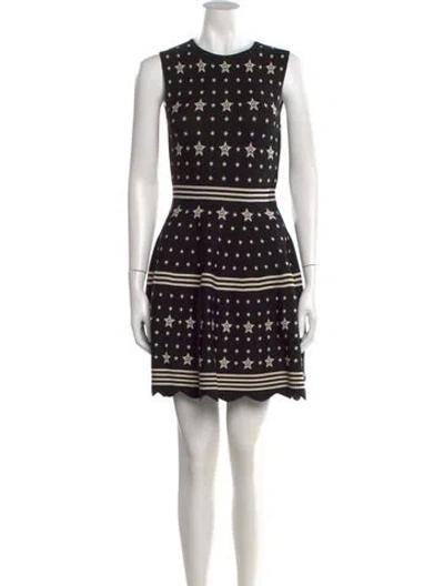 Pre-owned Ted Baker Printed Mini Dress In Black
