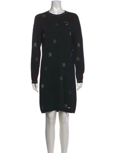 Pre-owned Ted Baker Printed Mini Dress In Black