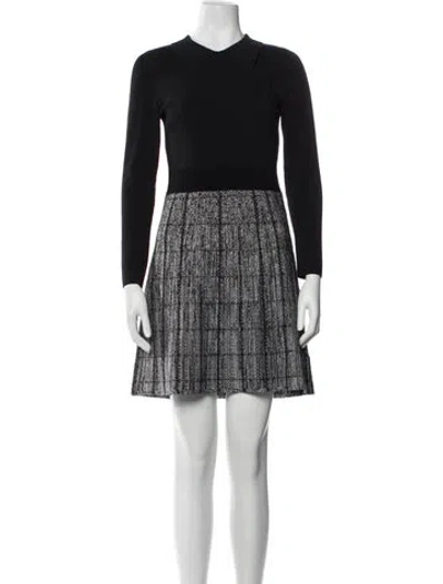 Pre-owned Ted Baker Printed Mini Dress In Black