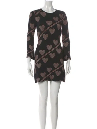 Pre-owned Ted Baker Printed Mini Dress In Black