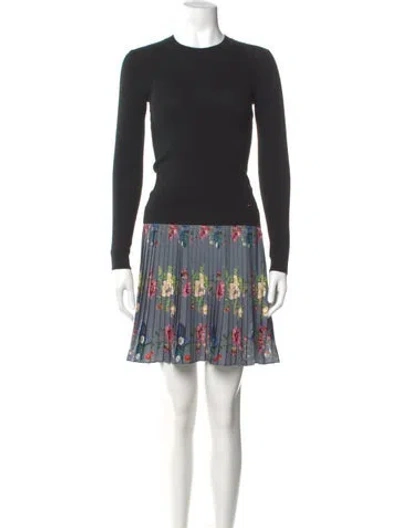 Pre-owned Ted Baker Printed Mini Dress In Black