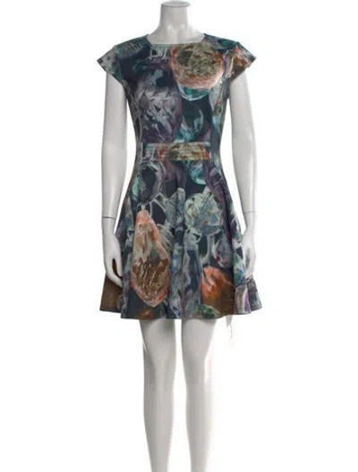 Pre-owned Ted Baker Printed Mini Dress In Black