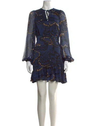 Pre-owned Ted Baker Printed Mini Dress In Black