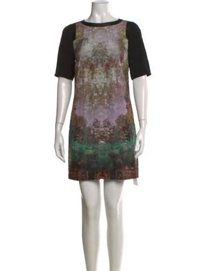 Pre-owned Ted Baker Printed Mini Dress In Black