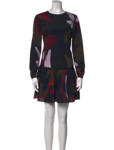Pre-owned Ted Baker Printed Mini Dress In Black
