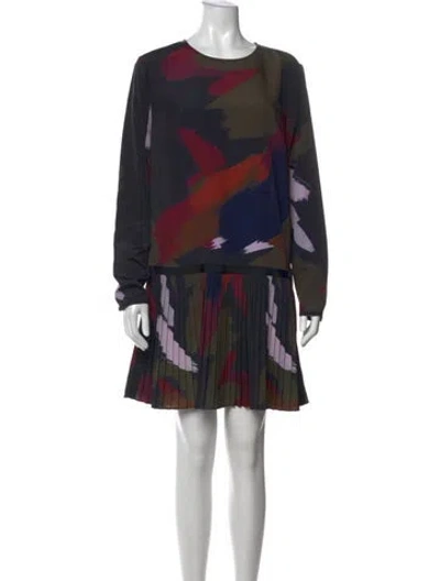 Pre-owned Ted Baker Printed Mini Dress In Black