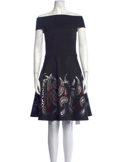 Pre-owned Ted Baker Printed Mini Dress In Black/metallic