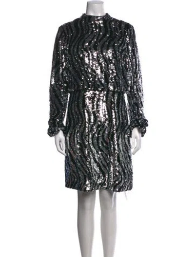 Pre-owned Ted Baker Printed Mini Dress In Black/silver