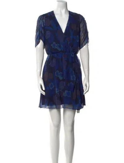 Pre-owned Ted Baker Printed Mini Dress In Blue
