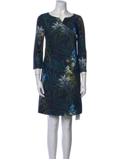 Pre-owned Ted Baker Printed Mini Dress In Blue